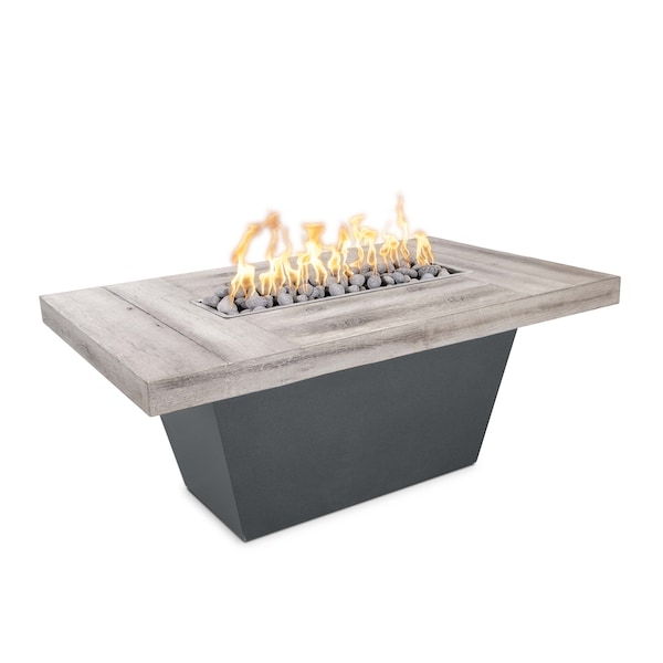 The Outdoor Plus Tacoma Wood Grain, Steel Fire Pit 48x30, Match Lit w/Flame Sense Sys., Ivory Conc. Top, Liq. Propane OPT-TACW4830FSML-IVY-GRY-LP - main